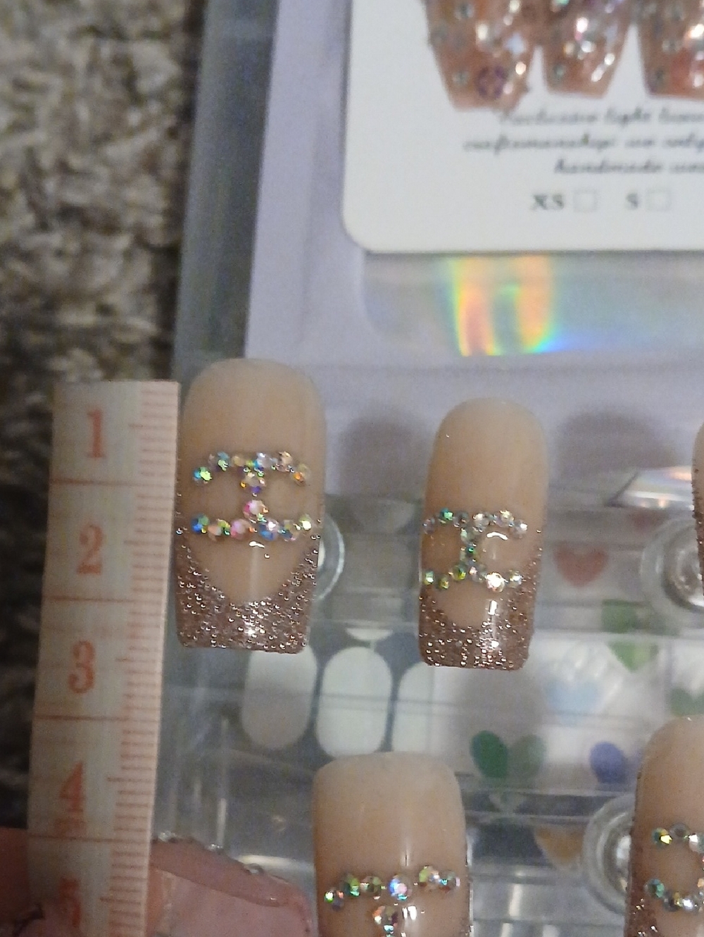 Press-On Nails with Iridescent Rhinestones (2sets) - Picture 3 of 7